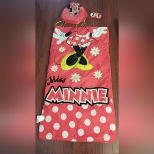 Vintage Disney Miss Minnie Mouse Sleeping Bag 3pc BUNDLE